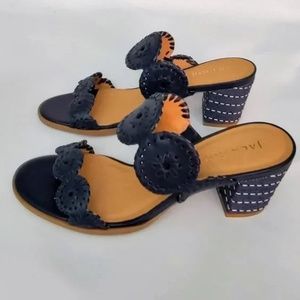 Jack Rogers Lauren Mid Heel Blue Sandals Size 10-NEVER WORN!